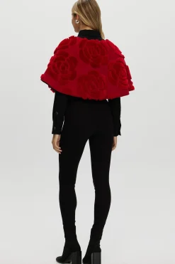 Select Shearling Lamb/Suede Floral Embroidered Stole Reversible To Loro Piana Cashmere & Wool