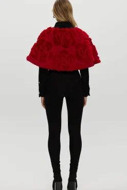 Select Shearling Lamb/Suede Floral Embroidered Stole Reversible To Loro Piana Cashmere & Wool