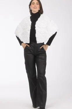 Select Shearling Lamb/Suede Floral Embroidered Stole Reversible To Loro Piana Cashmere & Wool