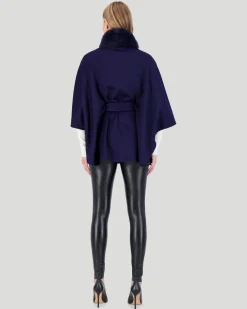 Select Wool Belted Cape With Toscana Shearling Lamb Collar