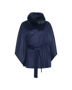 Select Wool Belted Cape With Toscana Shearling Lamb Collar