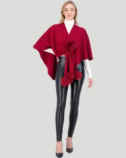Select Wool Cape With Toscana Shearling Lamb Pompom