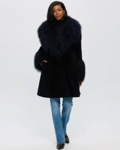 SHEARED CASHMERE GOAT STROLLER WITH MONGOLIAN GOAT SHAWL COLLAR & CUFFS