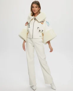 SHEARLING LAMB JACKET WITH BUTTERLY DETAIL