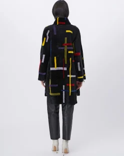 Shearling Lamb Stroller With Abstract Intarsia