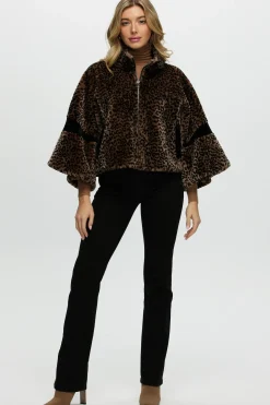 Shearling Lamb Zip Jacket With Cropped Sleeves