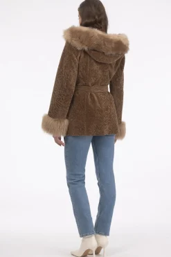 Textured Shearling Lamb Reversible Parka With Merinillo Shearling Lamb Hood Trim, Tuxedo, Cuffs & Belt