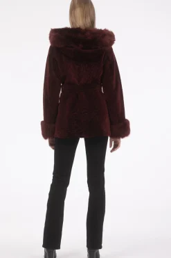 Textured Shearling Lamb Reversible Parka With Merinillo Shearling Lamb Hood Trim, Tuxedo, Cuffs & Belt
