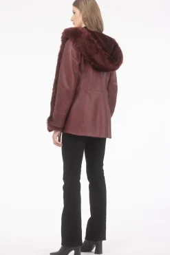 Textured Shearling Lamb Reversible Parka With Merinillo Shearling Lamb Hood Trim, Tuxedo, Cuffs & Belt