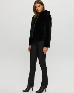 Textured Shearling Lamb Zip Parka Reversible To Taffeta