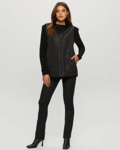 Textured Shearling Lamb Zip Vest Reversible To Taffeta