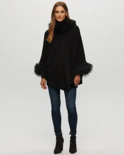 Wool And Cashmere Blend Cape With Toscana Shearling Lamb Trim