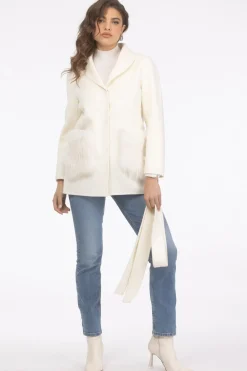 Wool Belted Jacket With Select Lamb Patch Pockets